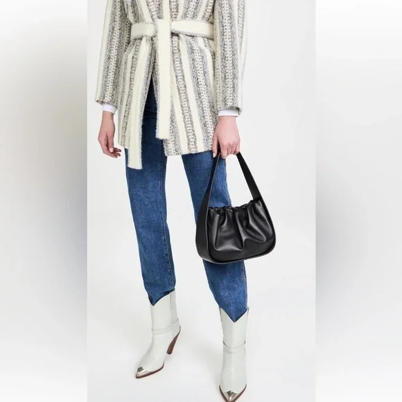 EUC Loeffler Randall Aris Gathered Ruched Petite Shoulder Bag Black Leather - Picture 3 of 15